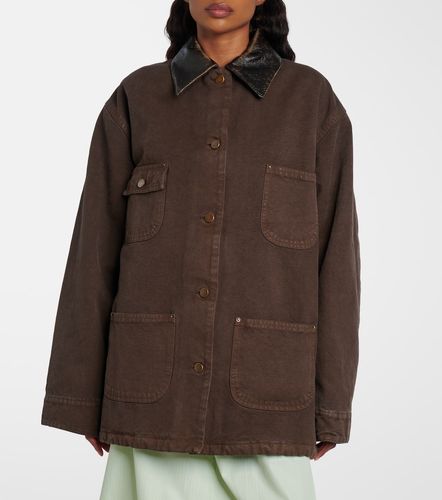 Leather-trimmed cotton canvas field jacket - Prada - Modalova