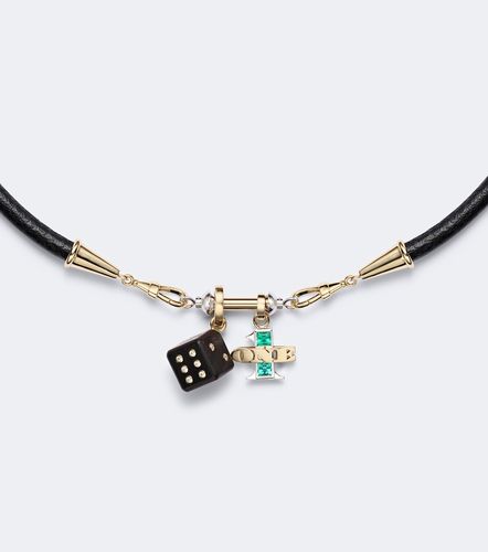 Collana Dado & One in 18kt e pelle con smeraldi e diamanti - Marie Lichtenberg - Modalova