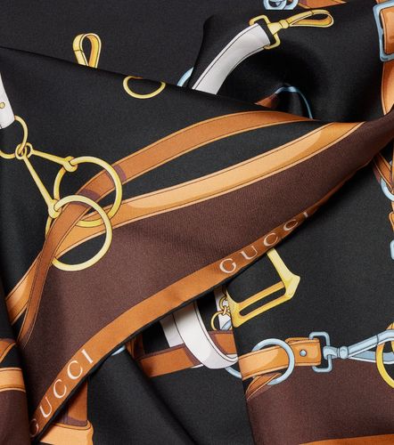 Sciarpa in twill di seta con stampa - Gucci - Modalova