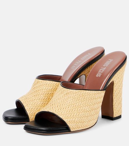 Ava 100 raffia and leather mules - Paris Texas - Modalova