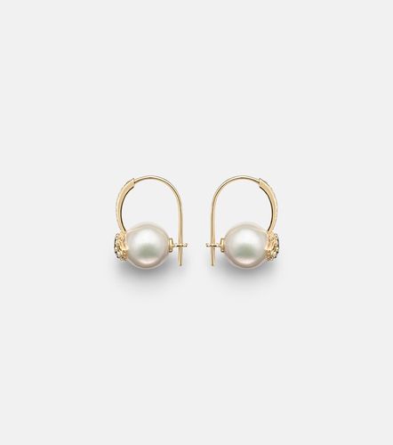 Orecchini in 14kt con diamanti e perle - Sydney Evan - Modalova