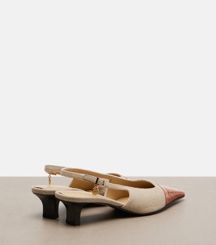 Leather-trimmed canvas slingback pumps - Tod's - Modalova