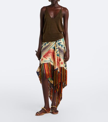 Fringed printed asymmetric silk midi skirt - Etro - Modalova