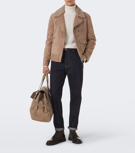 Bikerjacke aus Veloursleder mit Shearling - Brunello Cucinelli - Modalova