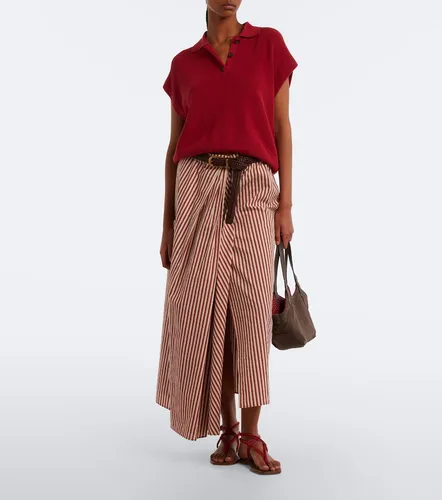 Striped pleated cotton-blend maxi skirt - Brunello Cucinelli - Modalova