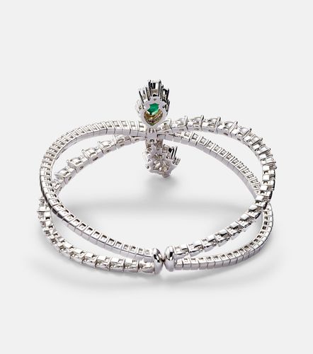 Reign Supreme 18kt white gold bangle with diamonds and emerald - Yeprem - Modalova