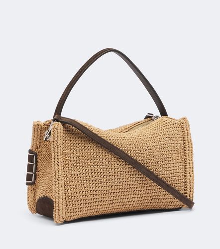 Loafer Small suede-trimmed raffia top-handle bag - JW Anderson - Modalova