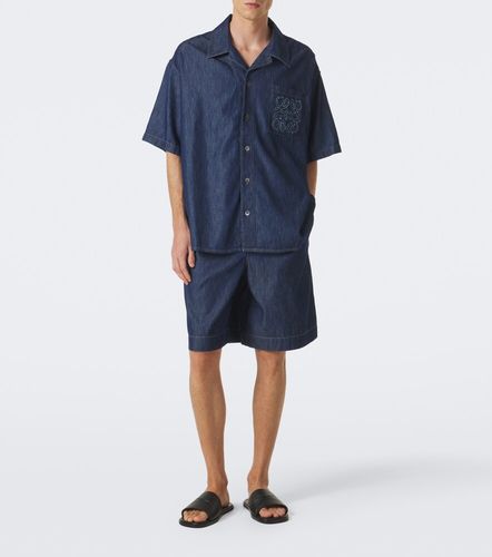 Shorts de chambray de algodón con anagrama - Loewe - Modalova