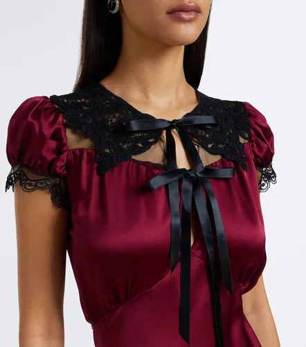 Vestido midi de satén de seda con encaje - Rodarte - Modalova