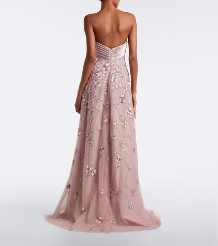 Abito lungo in tulle con cristalli - Georges Hobeika - Modalova