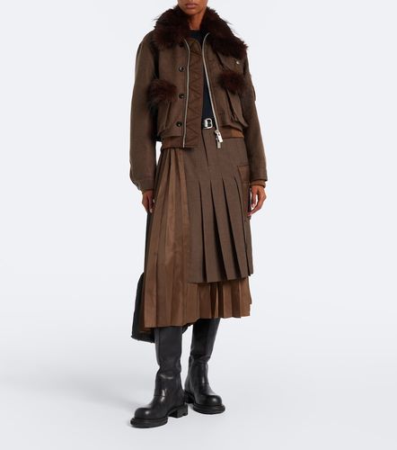 Sacai Falda midi plisada con lana - Sacai - Modalova