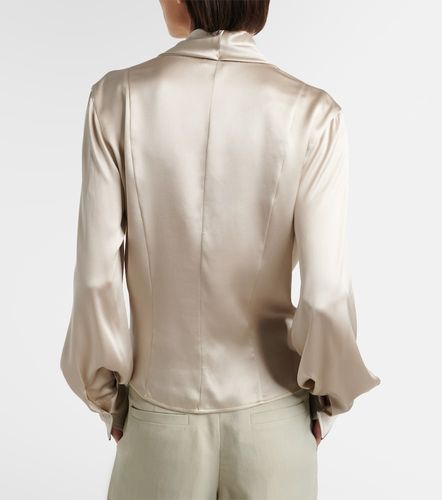 Draped silk-blend satin blouse - Brunello Cucinelli - Modalova