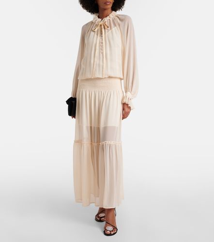 Vestido largo fruncido con lazada - Xu Zhi - Modalova