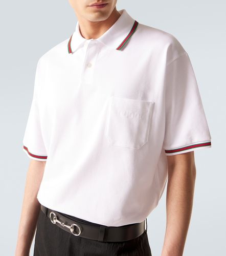 Polo de piqué en mezcla de algodón con Web - Gucci - Modalova