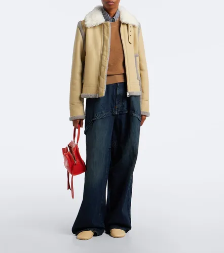 Lederjacke Double L mit Shearling - Loewe - Modalova