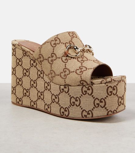 Horsebit GG Canvas wedge mules - Gucci - Modalova