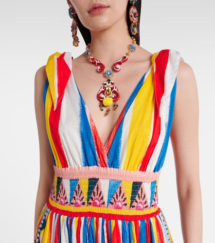 Vestido largo de algodón a rayas - Dolce&Gabbana - Modalova