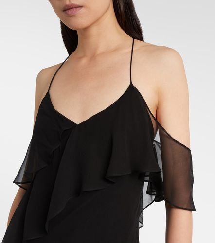 Abito lungo in chiffon di seta con volant - The Sei - Modalova