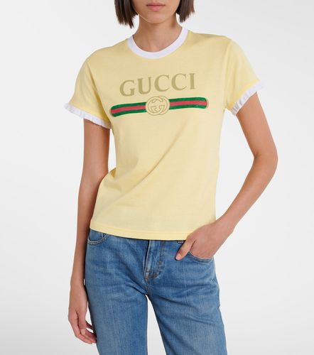 Camiseta de jersey de algodón con logo - Gucci - Modalova