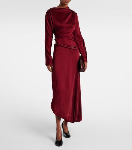 Vestido midi de crepé satén drapeado - Victoria Beckham - Modalova
