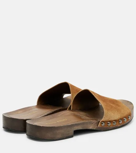 Miu Miu Logo faded suede mules - Miu Miu - Modalova