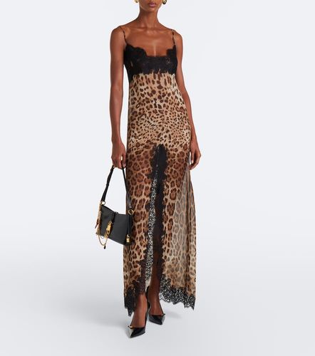 Abito lungo in misto seta con pizzo - Dolce&Gabbana - Modalova