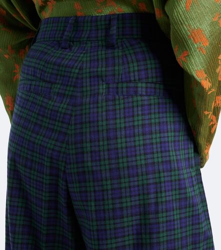 Pantaloni a gamba larga in cotone a quadri - Dries Van Noten - Modalova
