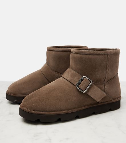 Shearling-lined suede ankle boots - Brunello Cucinelli - Modalova