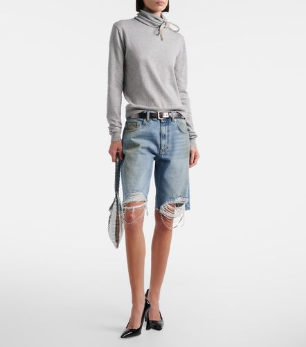 Distressed embellished denim shorts - Area - Modalova