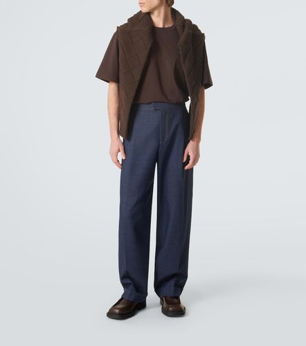 T-shirt in jersey di cotone con suede - Bottega Veneta - Modalova