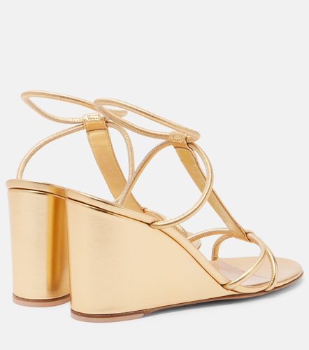 Metallic leather wedge sandals - Gianvito Rossi - Modalova