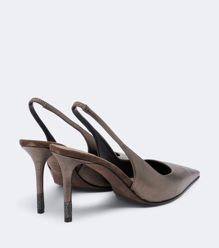 Monili metallic leather slingback pumps - Brunello Cucinelli - Modalova