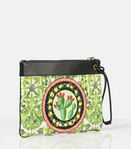 Bustina in canvas con pelle - Dolce&Gabbana - Modalova