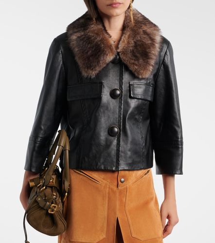 Shearling-trimmed leather jacket - Chloe - Modalova