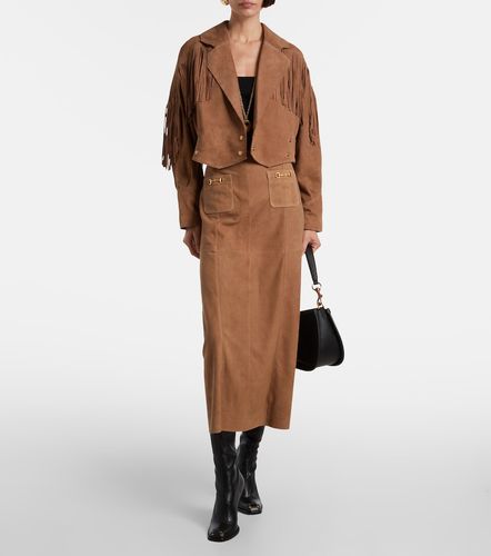 High-Rise-Midirock Edwina aus Veloursleder - Rixo - Modalova