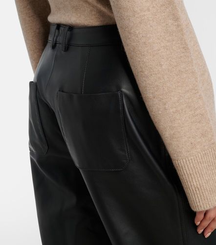 Pantaloni regular cropped in pelle - Vince - Modalova