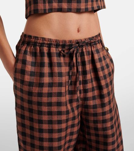 Asceno Checked linen wide-leg pants - Asceno - Modalova