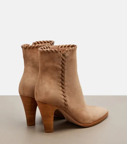 Leather-trimmed suede ankle boots - Gianvito Rossi - Modalova