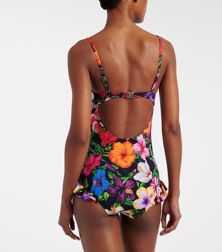 Costume intero con stampa floreale e volant - Dolce&Gabbana - Modalova