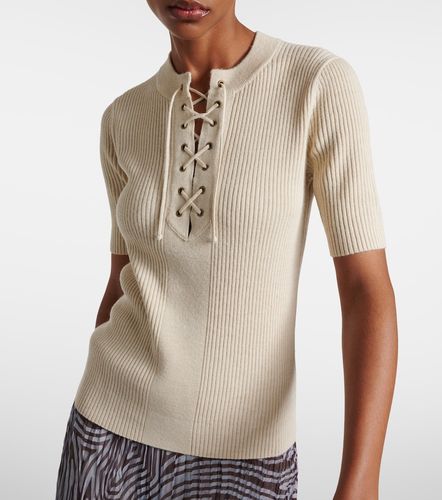 Lace-up ribbed-knit wool-blend top - Dries Van Noten - Modalova