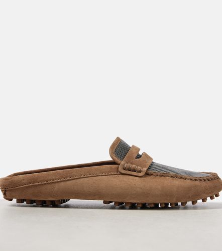 Mules in suede con monili - Brunello Cucinelli - Modalova