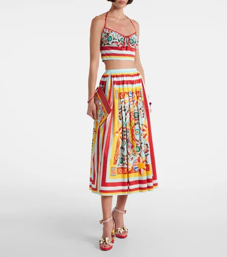 Crop top de algodón estampado - Dolce&Gabbana - Modalova
