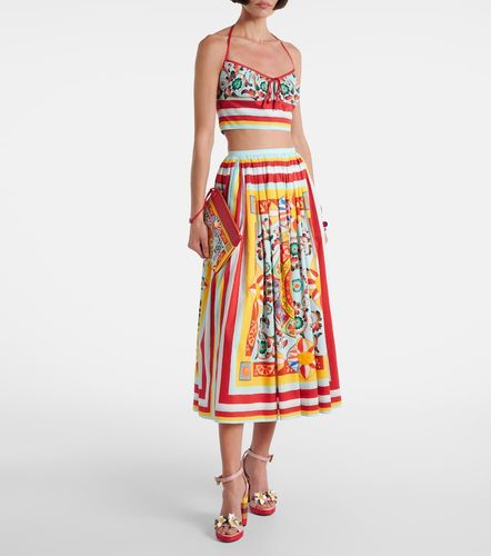Top cropped in cotone con stampa - Dolce&Gabbana - Modalova