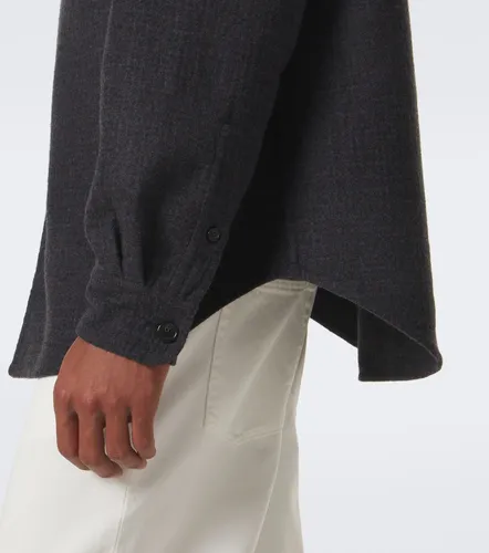 Leather-trimmed wool and silk overshirt - Loewe - Modalova