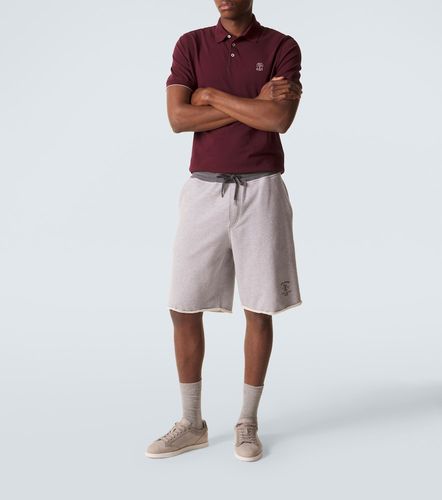 Polo in piqué di cotone con logo - Brunello Cucinelli - Modalova