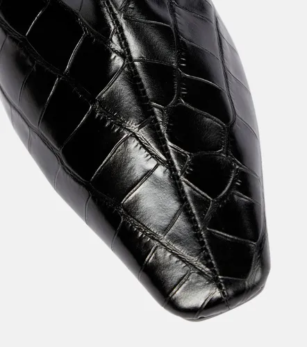 Croc-effect leather knee-high boots - Toteme - Modalova