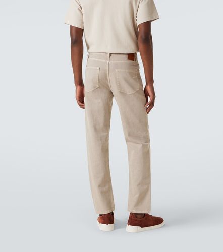 Pantaloni regular in cotone con pelle - Zegna - Modalova