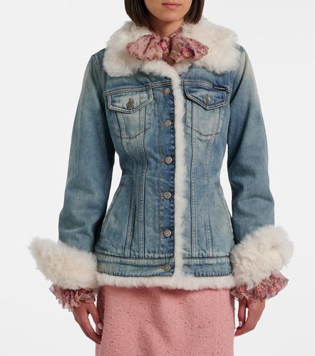 Shearling-trimmed denim jacket - Dolce&Gabbana - Modalova