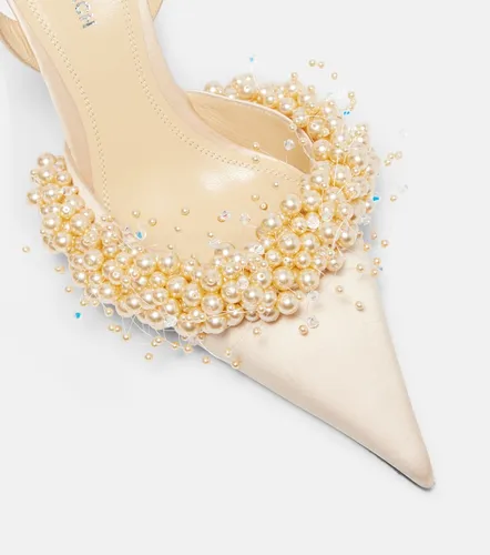 Floating Pearls 85 satin slingback pumps - Mach & Mach - Modalova