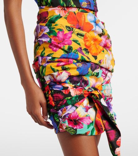 Vestido corto de algodón floral drapeado - Dolce&Gabbana - Modalova